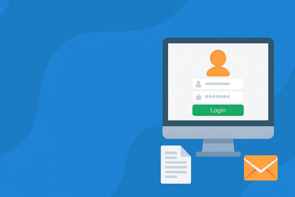 Illustration d’un écran de connexion sur ordinateur pour la plateforme ITEA.Prop