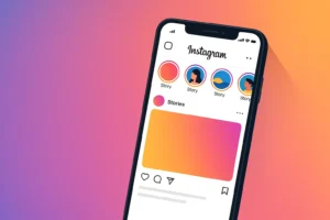 Interface Stories Instagram affichée sur smartphone en orientation verticale