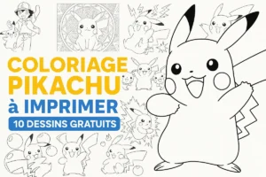 Illustration mignonne de Pikachu à colorier pour enfants – Coloriage gratuit à imprimer