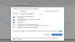Ordinateur portable affichant une interface générique de paramètres de confidentialité de Google Chrome